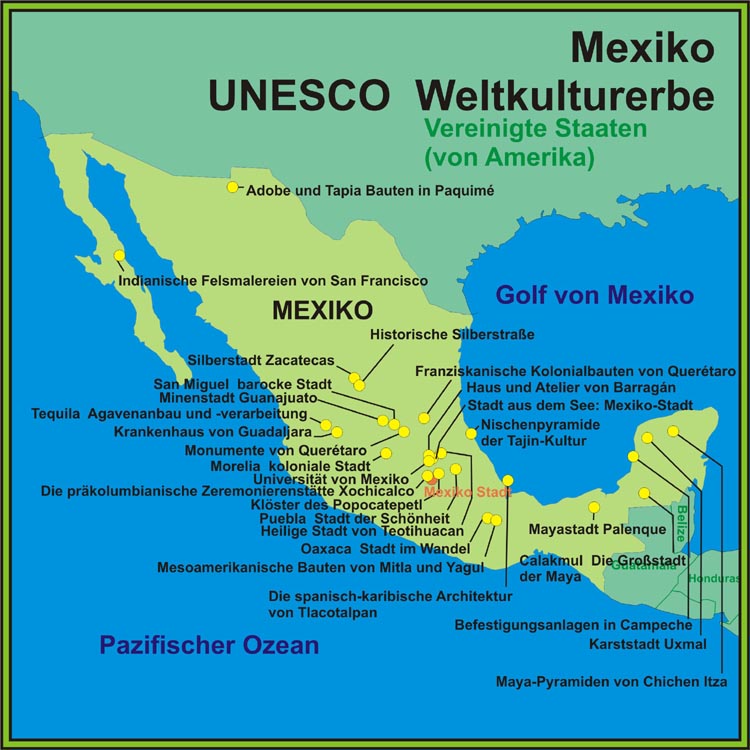 Mexiko Reiseführer Karte
